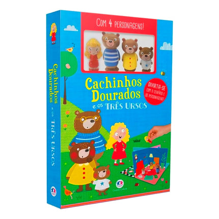 Livro Com Cenário Cachinhos Dourados e os Três Ursos | Com 4 Personagens