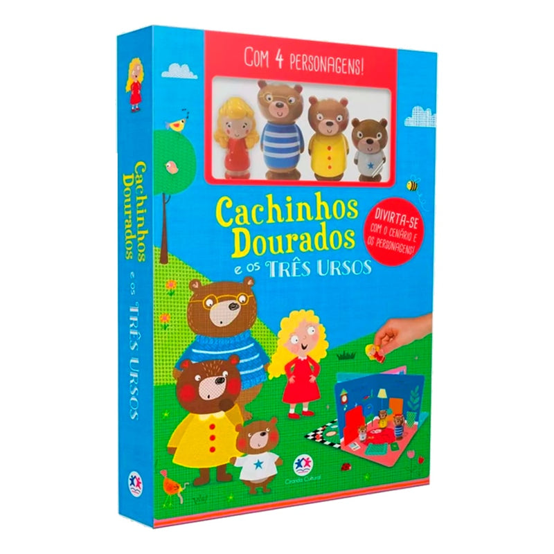 Livro Com Cenário Cachinhos Dourados e os Três Ursos | Com 4 Personagens