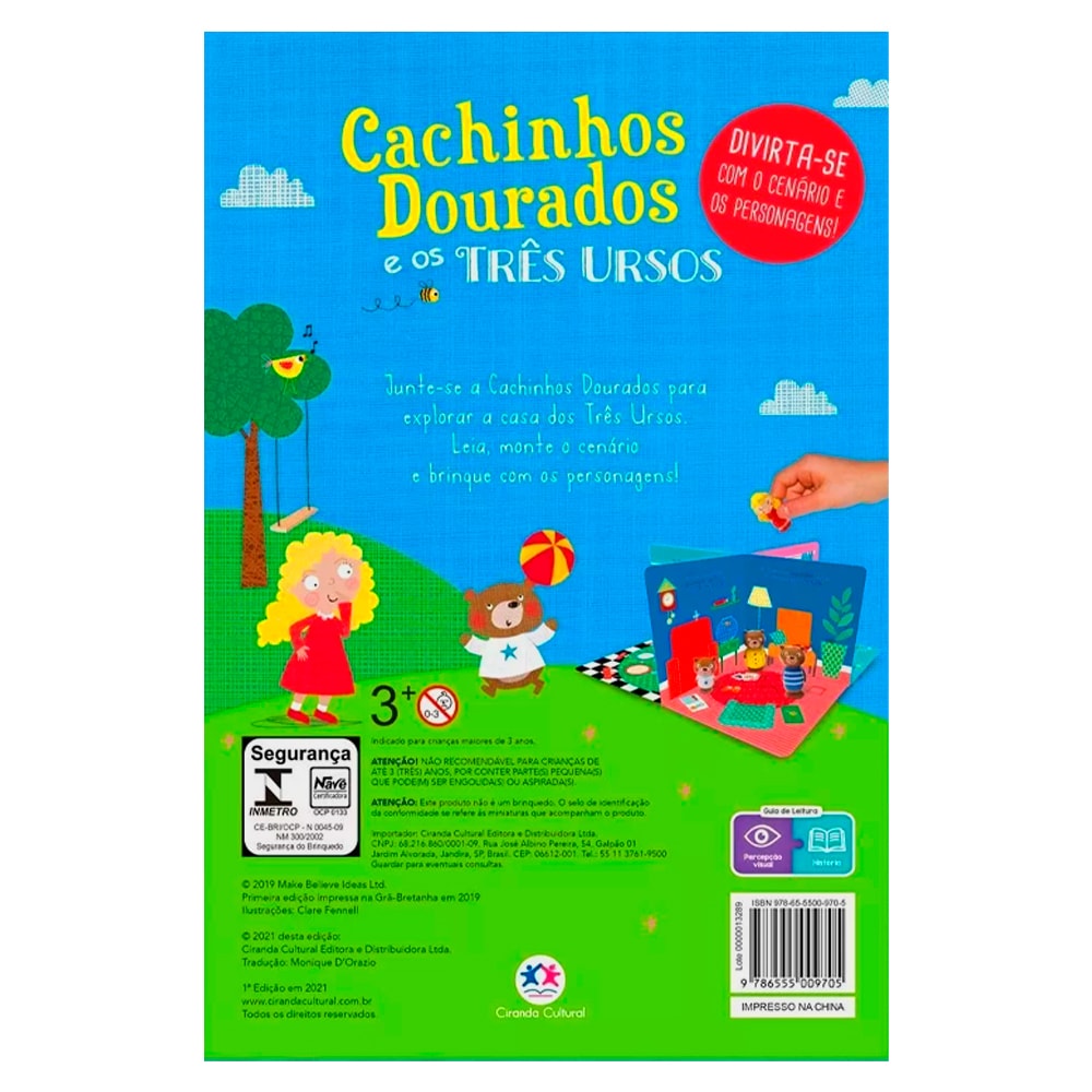 Livro Com Cenário Cachinhos Dourados e os Três Ursos | Com 4 Personagens