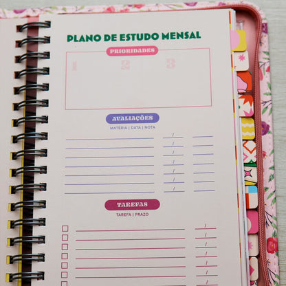 Meu Plano Perfeito | Capa Couro-Soft Florecer Com Zíper