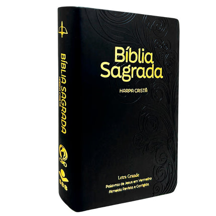 Bíblia Sagrada com Harpa Cristã | ARC | Letra Grande | Capa Luxo Floral Preta
