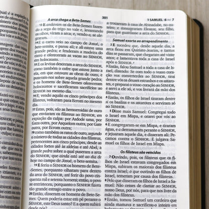 Bíblia Sagrada com Harpa Cristã | ARC | Letra Grande | Capa Luxo Floral Ramos Preta