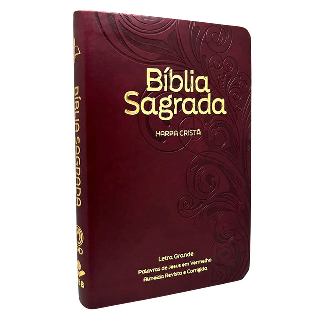 Bíblia Sagrada com Harpa Cristã | ARC | Letra Grande | Capa Luxo Floral Vinho