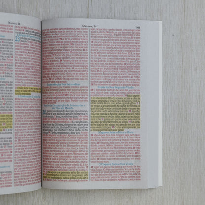 Bíblia Sagrada Média Salvos Pela Graça | ARC | Capa Brochura Rosa