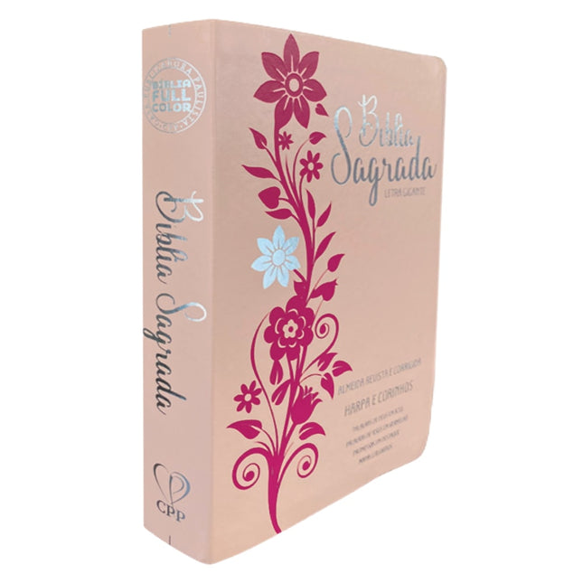 Bíblia Sagrada | Letra Gigante | ARC | Harpa Avivada e Corinhos | Capa PU Luxo Rosê e Pink