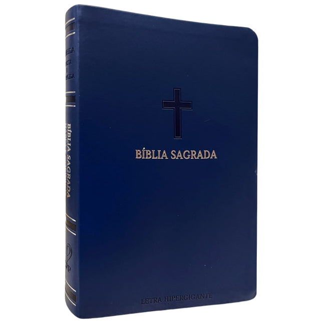 Bíblia Sagrada | Letra Hipergigante | ARC | Harpa Avivada e Corinhos | Capa PU Luxo Cruz Azul
