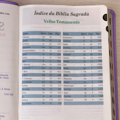 Bíblia Sagrada | Letra Hipergigante | ARC | Harpa Avivada e Corinhos | Capa PU Luxo Floral Dália Lilás