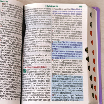 Bíblia Sagrada | Letra Hipergigante | ARC | Harpa Avivada e Corinhos | Capa PU Luxo Floral Dália Lilás