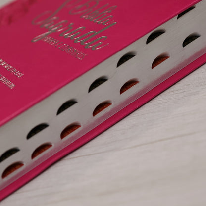 Bíblia Sagrada | Letra Hipergigante | ARC | Harpa Avivada e Corinhos | Capa PU Luxo Floral Dália Pink