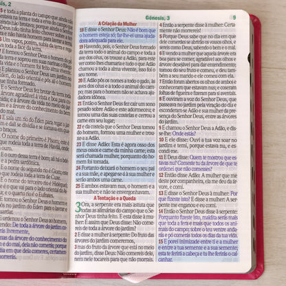 Bíblia Sagrada | Letra Hipergigante | ARC | Harpa Avivada e Corinhos | Capa PU Luxo Floral Dália Pink