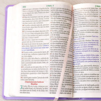Bíblia Sagrada | Letra Hipergigante | ARC | Harpa Avivada e Corinhos | Capa PU Luxo Floral Margarida Lilás