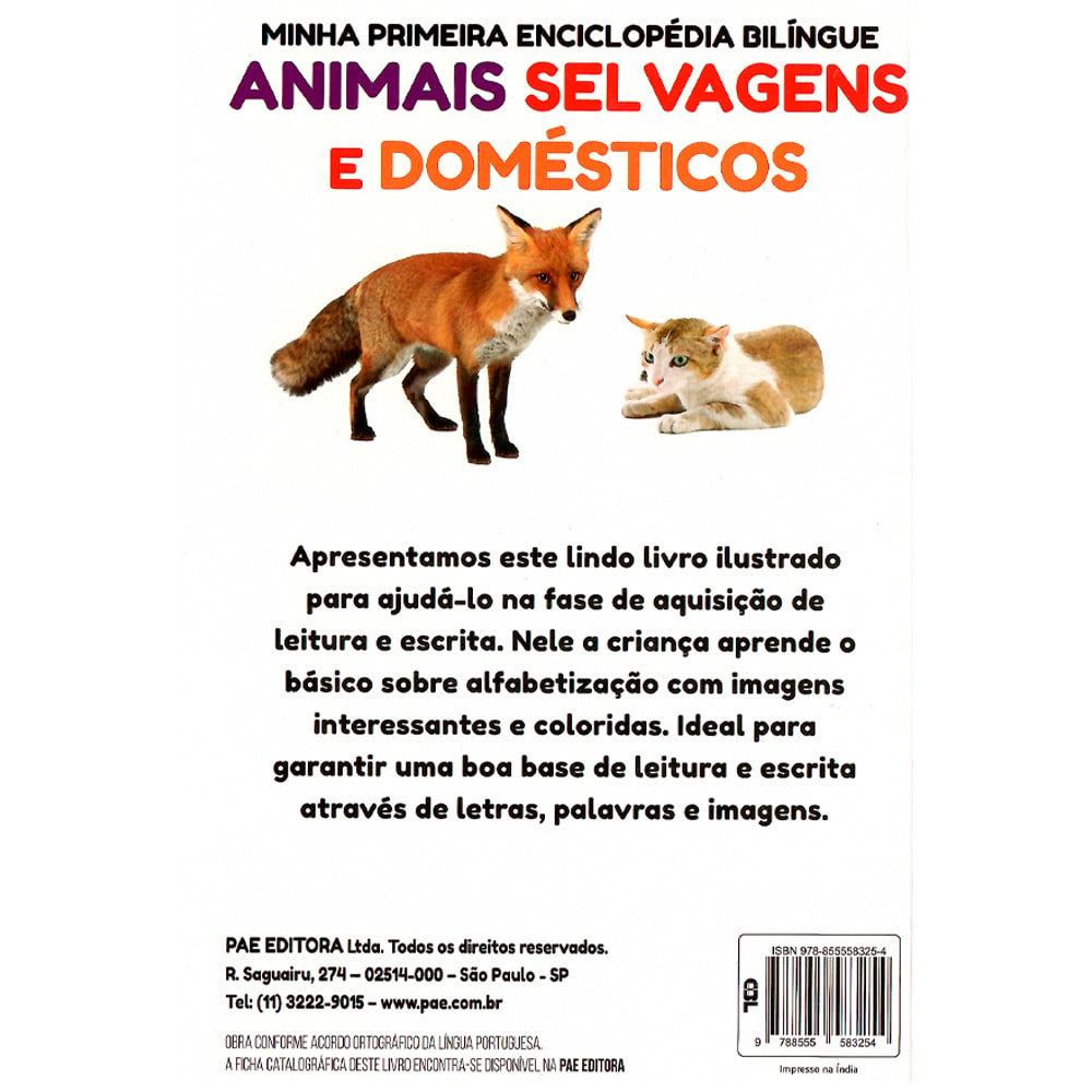 Minha Primeira Enciclopédia Bilíngue | Animais Selvagens e  Domésticos