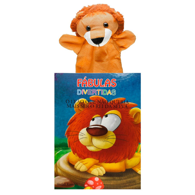 Livro Fábulas Divertidas | O Leão Não Queria Ser o Rei da Selva | Com Fantoche