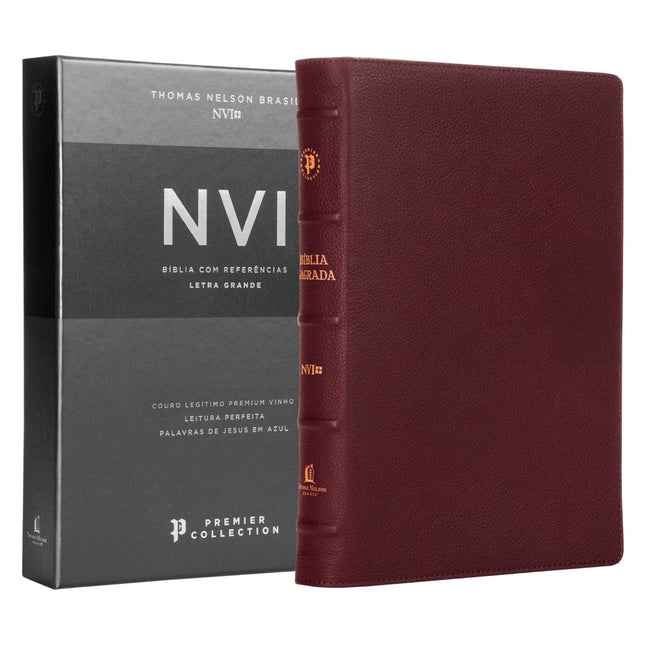 Bíblia Sagrada | NVI | Premier Collection | Capa Couro Luxo Vinho