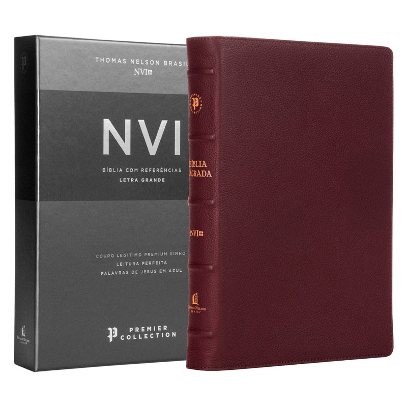 Bíblia Sagrada | NVI | Premier Collection | Capa Couro Luxo Vinho
