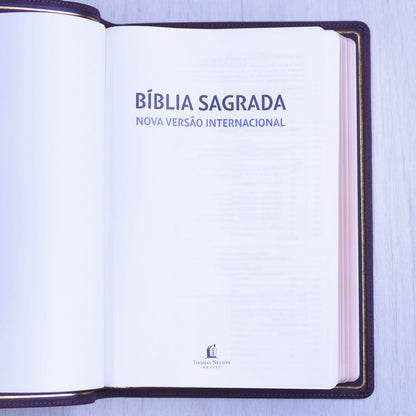 Bíblia Sagrada | NVI | Premier Collection | Capa Couro Luxo Vinho
