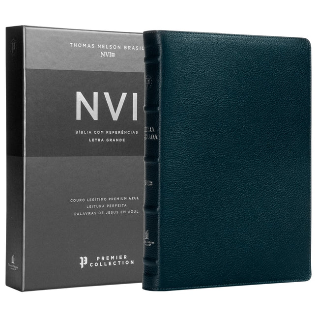 Bíblia Sagrada | NVI | Premier Collection | Capa Couro Luxo Azul