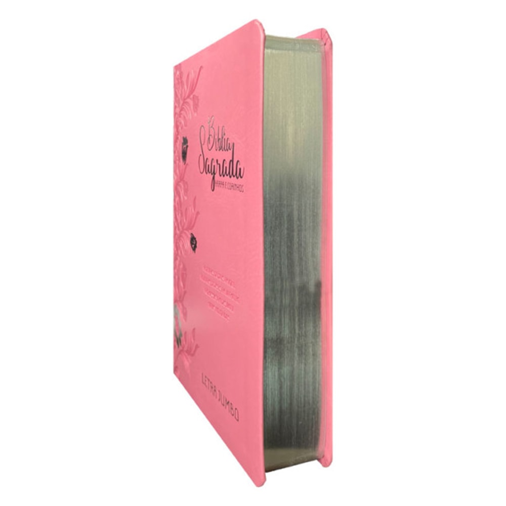 Bíblia Sagrada Letra Jumbo | ARC | Harpa Avivada e Corinhos | Capa PU Luxo Floral Rosa