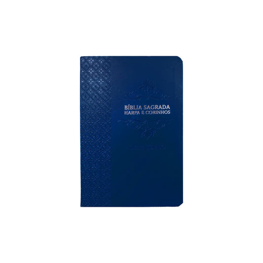Bíblia Sagrada Letra Jumbo | ARC | Harpa Avivada e Corinhos | Capa PU Luxo Arabesco Azul