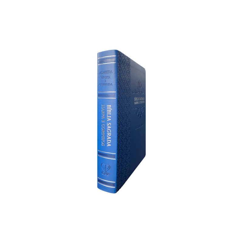 Bíblia Sagrada Letra Jumbo | ARC | Harpa Avivada e Corinhos | Capa PU Luxo Arabesco Azul
