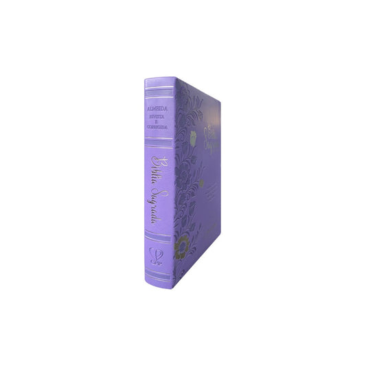 Bíblia Sagrada Letra Jumbo | ARC | Harpa Avivada e Corinhos | Capa PU Luxo Flor Lilás