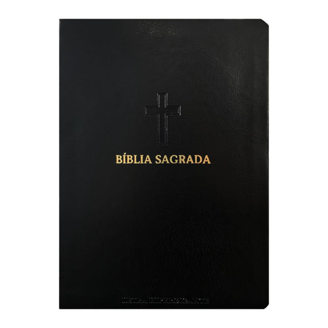 Bíblia Sagrada | ARC | Letra Hipergigante | Harpa Avivada e Corinhos | Capa PU Luxo Cruz Preta