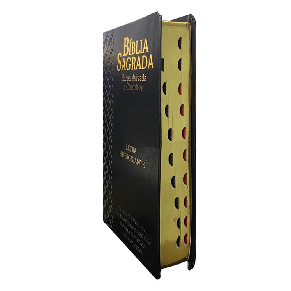 Bíblia Sagrada | ARC | Letra Hipergigante | Harpa Avivada e Corinhos | Capa PU Luxo Arabesco Preta
