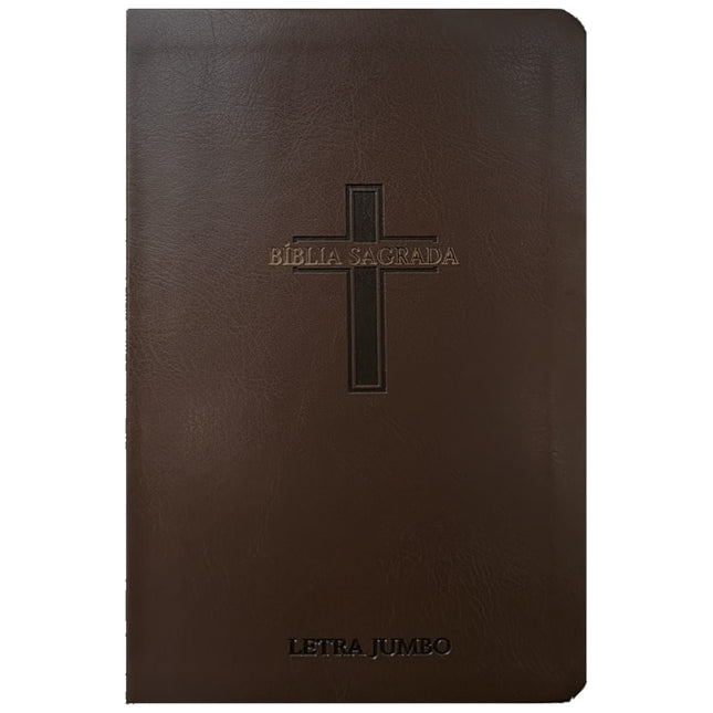 Bíblia Sagrada | Letra Jumbo | ARC | Harpa Avivada e Corinhos | Capa PU Luxo Cruz Marrom