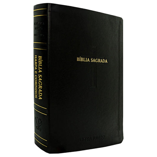 Bíblia Sagrada Letra Jumbo | ARC | Harpa Avivada e Corinhos | Capa PU Luxo Cruz Preta