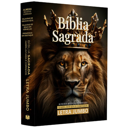 Bíblia Sagrada | ARC | Harpa Avivada e Corinhos | Jumbo | Capa Dura Leão Rei