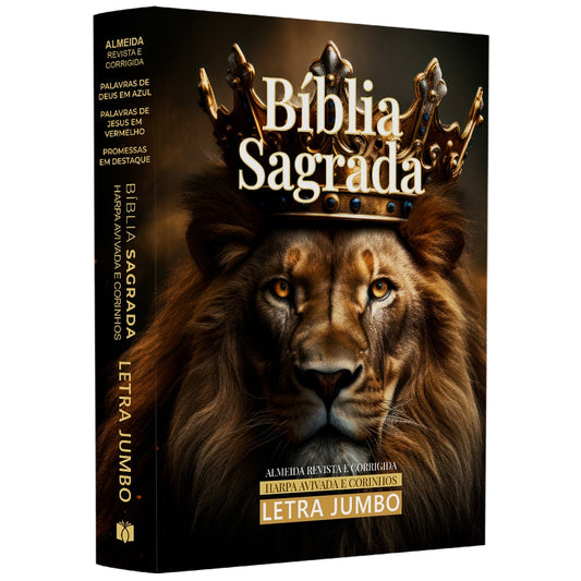 Bíblia Sagrada | ARC | Harpa Avivada e Corinhos | Jumbo | Capa Dura Leão Rei