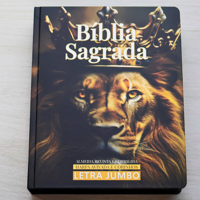Bíblia Sagrada | ARC | Harpa Avivada e Corinhos | Jumbo | Capa Dura Leão Rei