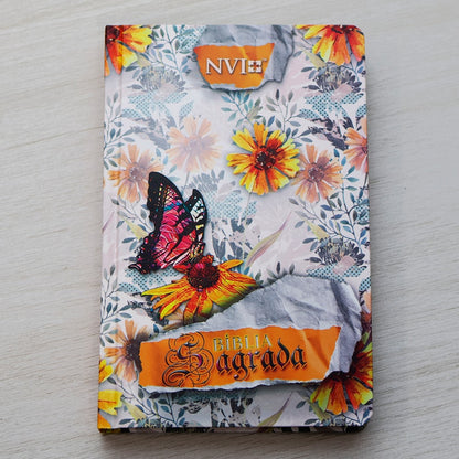 Bíblia Slim | Capa Dura | NVI | Floral Abstrato