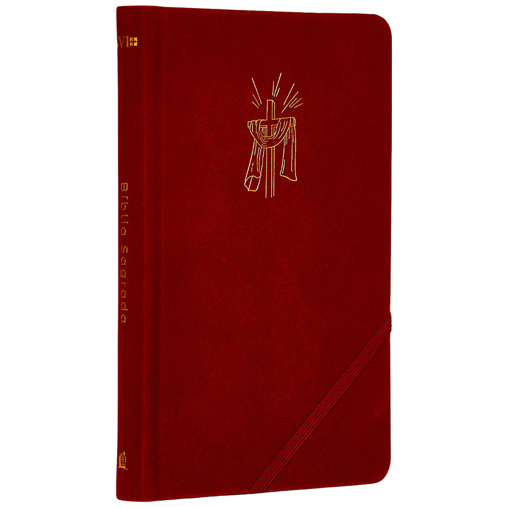 Bíblia Sagrada Slim | NVI | Luxo Tecido Cereja | Capa Dura | Com Elástico Transversal