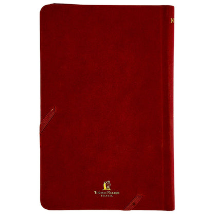 Bíblia Sagrada Slim | NVI | Luxo Tecido Cereja | Capa Dura | Com Elástico Transversal