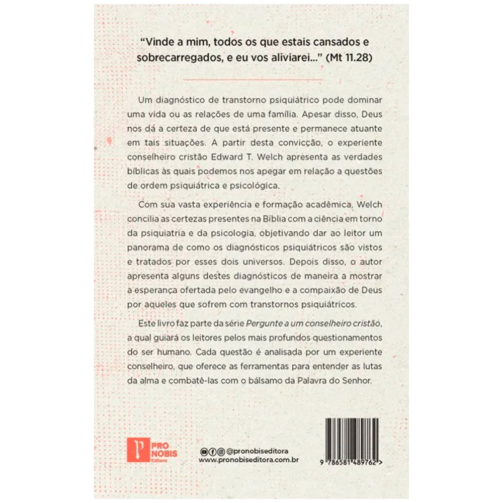 Recebi Um Diagnostico Psiquiátrico | Edward T Welch