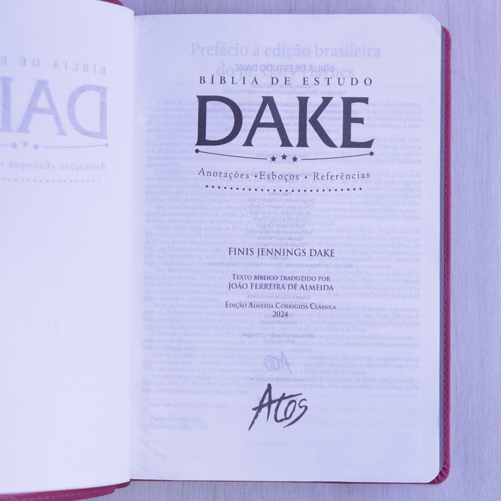 Bíblia de Estudo Dake | Capa Luxo | ACC | Letra Grande | Pink