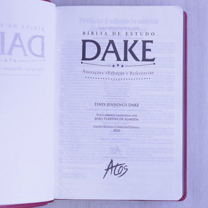 Bíblia de Estudo Dake | Capa Luxo | ACC | Letra Grande | Pink