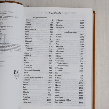 Bíblia King James Fiel 1611 | Extra Gigante | Capa Luxo Castanha