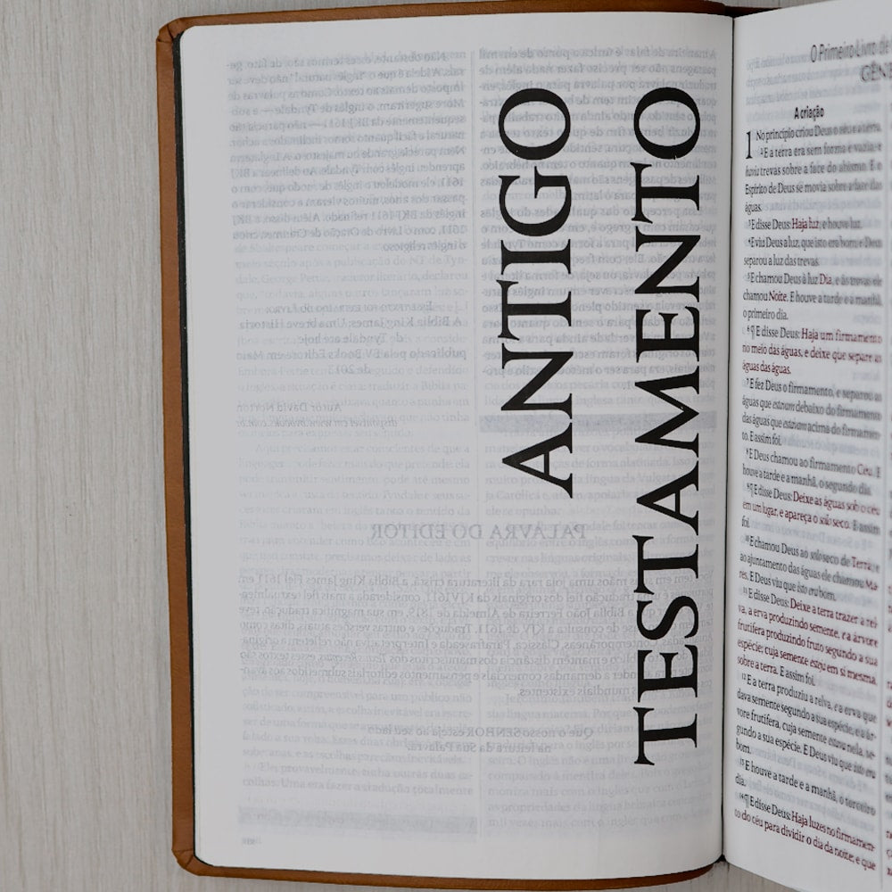 Bíblia King James Fiel 1611 | Extra Gigante | Capa Luxo Castanha