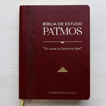 Bíblia de Estudo Patmos | ARC | Luxo Vinho