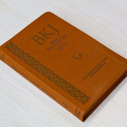 Bíblia King James Fiel 1611 | Concordância e Pilcrows | Capa Luxo Caramelo