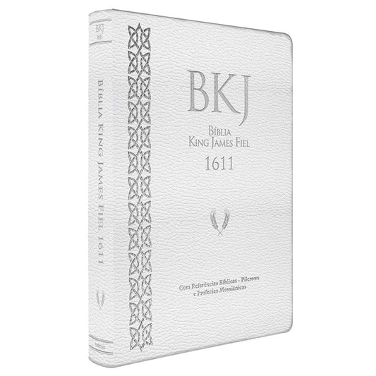 Bíblia King James Fiel 1611 | Concordância e Pilcrows | Capa Luxo Branca