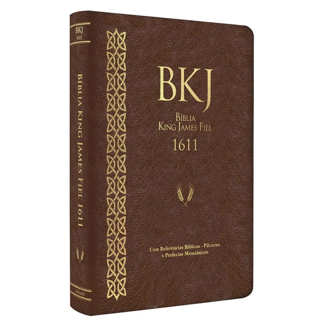 Bíblia King James Fiel 1611 | Concordância e Pilcrows | Capa Luxo Marrom