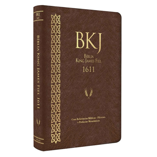 Bíblia King James Fiel 1611 | Concordância e Pilcrows | Capa Luxo Marrom