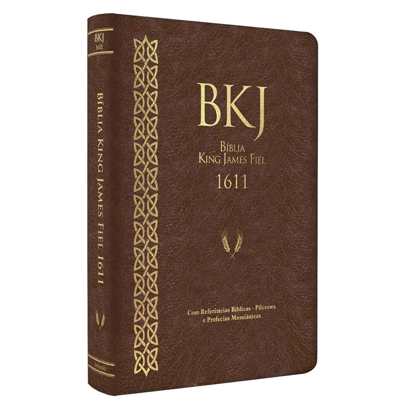 Bíblia King James Fiel 1611 | Concordância e Pilcrows | Capa Luxo Marrom