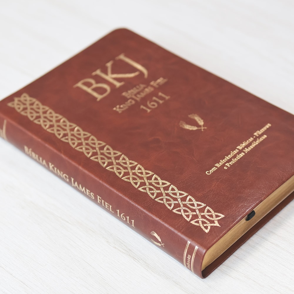 Bíblia King James Fiel 1611 | Concordância e Pilcrows | Capa Luxo Marrom