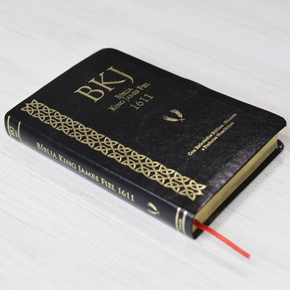 Bíblia King James Fiel 1611 | Concordância e Pilcrows | Capa Luxo Preta
