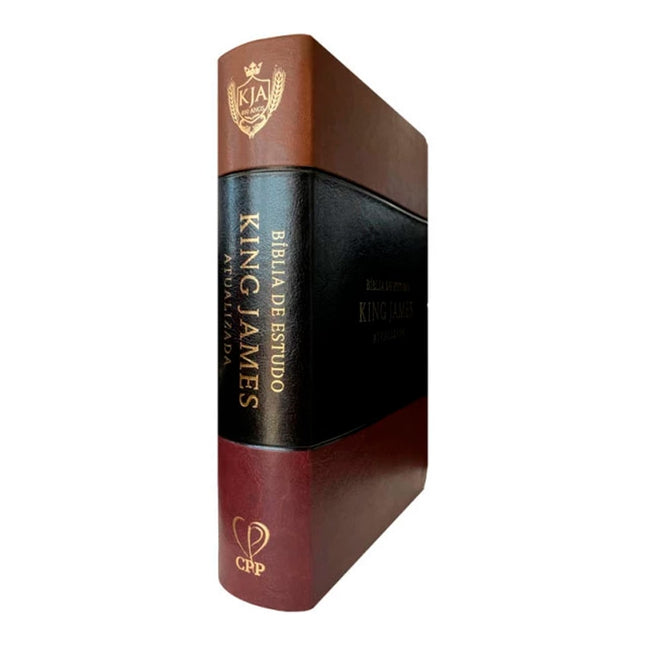 Bíblia de Estudo |  King James Atualizada | Full Color | Capa PU |  Marrom, Preta e Bordô