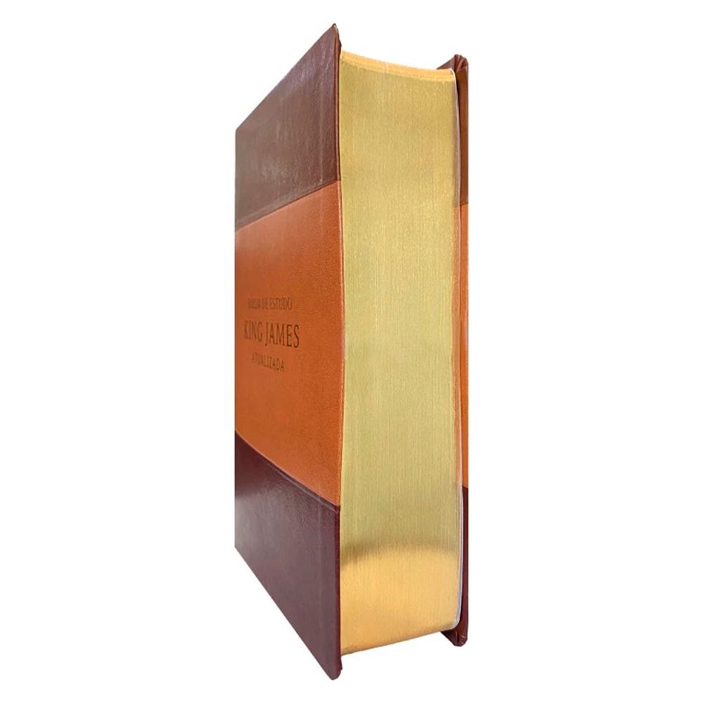 Bíblia de Estudo |  King James Atualizada | Full Color | Capa PU |  Marrom, Caramelo e Bordô